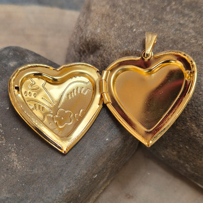 1 PIECE PACK, SIZE APPROX 28-29 MM' HEART SHAPED OPENABLE PHOTO LOCKET