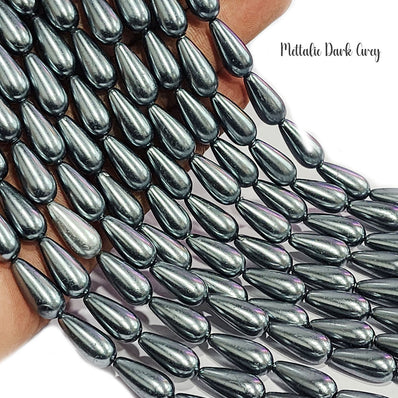 8X18mm Loose Glass Pearl Beads long teardrop  Shape, Sold Per 23 Beads, it will come about 16 inches while stringing