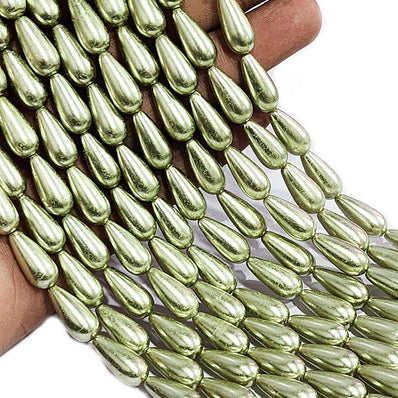 8X18mm Loose Glass Pearl Beads long teardrop  Shape, Sold Per 23 Beads, it will come about 16 inches while stringing