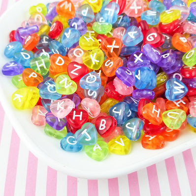 Translucent Heart Alphabet Beads RANDOM MIX 5-6 MM  '200 PCS PACK