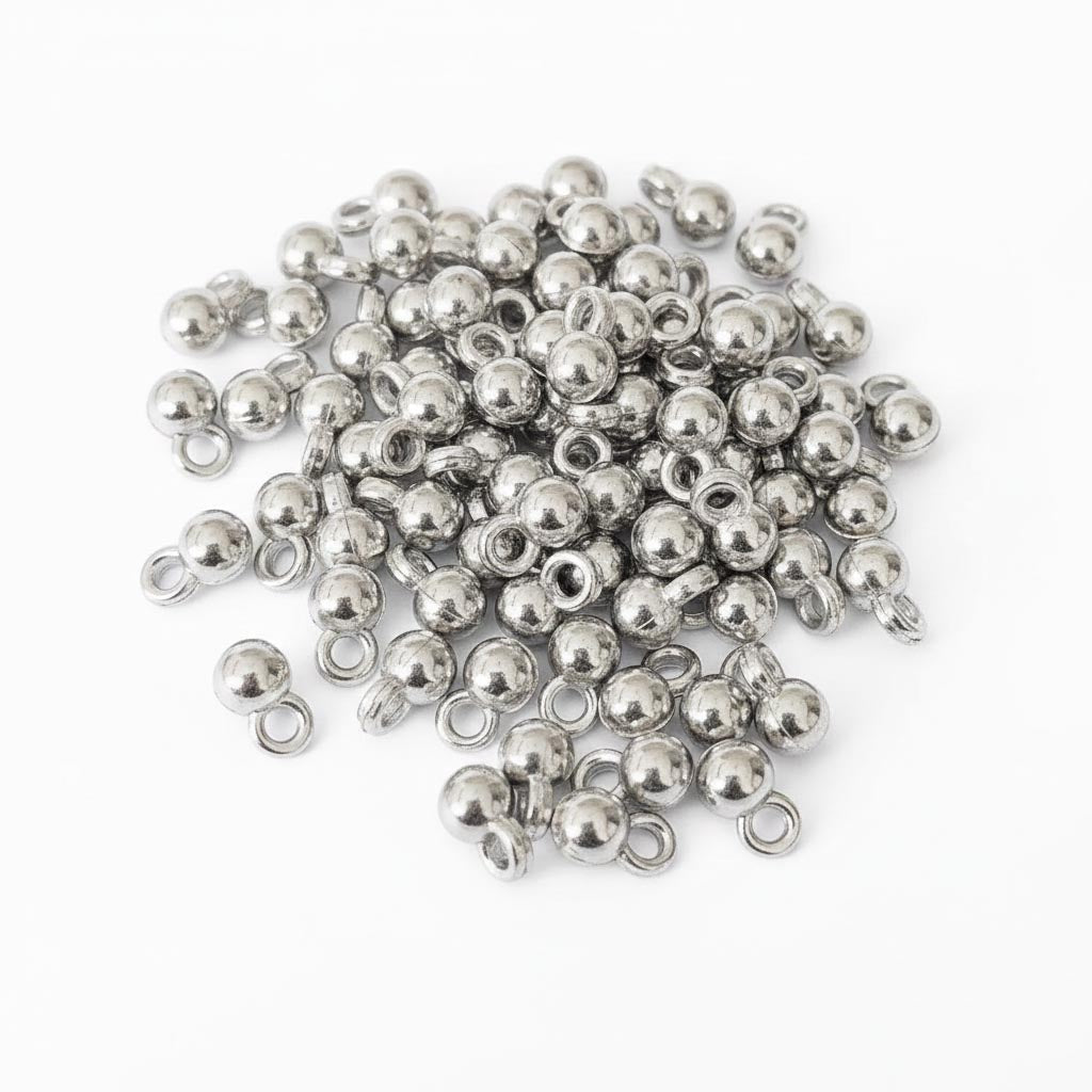 200pcs bag, 5mm Silver Ghungroo Charms –Acrylic material Bell Beads with Thick Loops - Decorative Charms for Anklets & Jewelry Making