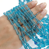 12x5 mm Aqua Blue Pencil Shape Glass Crystal Beads | 46-47 Beads Per Line