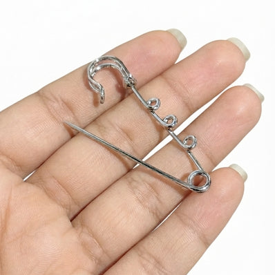 50mm Tarnish-Resistant Stainless Steel Decorative Kilt / Safety Pins with Loops (10 Pieces Pack)