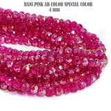 1 LINE/STRING PACK' 4MM RANI PINK AB CRYSTAL FACETED GLASS BEADS