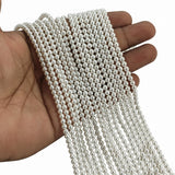 4mm Round Shell Pearl Beads with a smooth glossy finish, ideal for minimalist jewelry, seed-bead designs, and detailed crafting. Uniform, durable, and elegant for premium DIY projects. Sold Per Line 97~98 beads