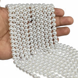 8mm Round Shell Pearl Beads with a smooth glossy finish, ideal for premium necklaces, bracelets, and elegant jewelry designs. Uniform, durable, and perfect for DIY projects. Sold Per Line 51~52 beads