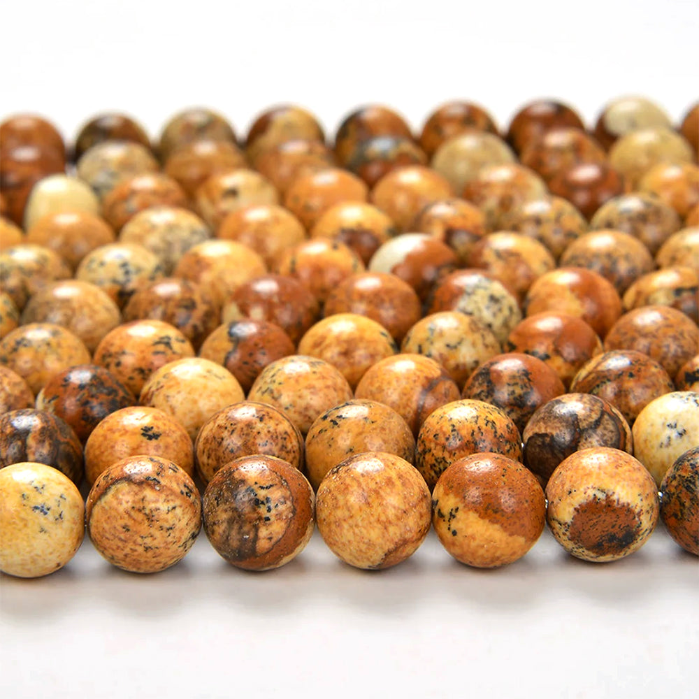PICTURE JASPER' 1 STRING/LINE PACK OF 8 MM 46-47 BEADS APPROX