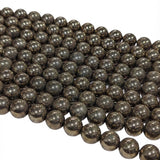 AAA Quality 8mm Pyrite Stone Beads Round Smooth | 45-46 Beads Per String | Natural Genuine Gemstone