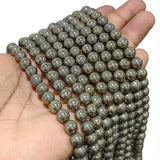 AAA Quality 8mm Pyrite Stone Beads Round Smooth | 45-46 Beads Per String | Natural Genuine Gemstone