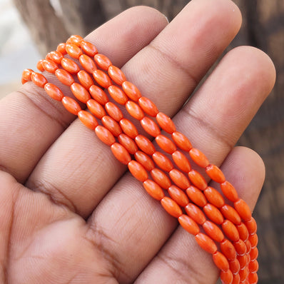 1 STRING/LINE PACK' 6x3 MM RICE OVAL SHAPE SMOOTH GENUINE AUTHENTIC BAMBOO TAIWANESE CORAL