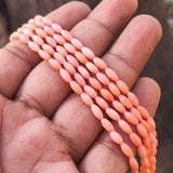 1 STRING/LINE PACK' 6x3 MM RICE OVAL SHAPE SMOOTH GENUINE AUTHENTIC BAMBOO TAIWANESE CORAL