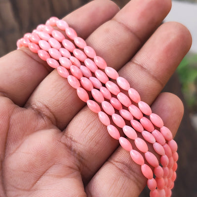 1 STRING/LINE PACK' 6x3 MM RICE OVAL SHAPE SMOOTH GENUINE AUTHENTIC BAMBOO TAIWANESE CORAL