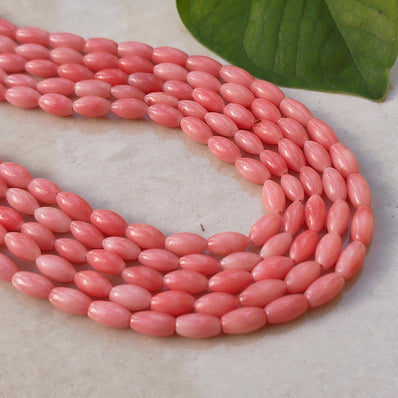 1 STRING/LINE PACK' 6x3 MM RICE OVAL SHAPE SMOOTH GENUINE AUTHENTIC BAMBOO TAIWANESE CORAL
