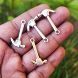 10 PIECES PACK OF HAMMER CHARMS ' 29 MM' SILVER POLISHED