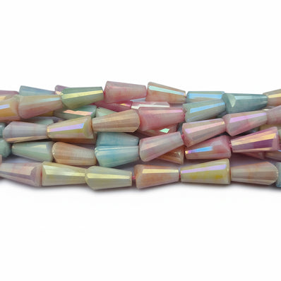 High quality quartz beads multi colour, Pensil Tower shape, size 4x8mm AB Finish, Pastel Color, approx 50 beads in string