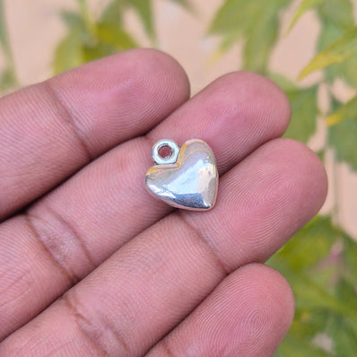 4 PIECES PACK' SOLID Silver POLISHED HEART SMALL CHARMS