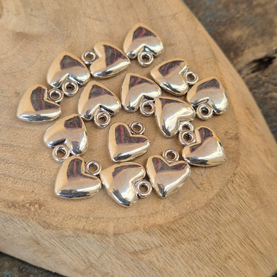 4 PIECES PACK' SOLID Silver POLISHED HEART SMALL CHARMS