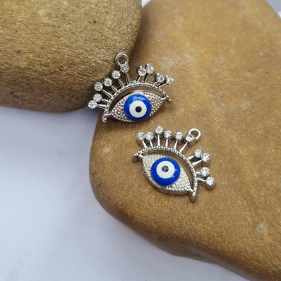 6 PIECES PACK' Evil Eye Charms stone inlay best for minimalist jewelry making