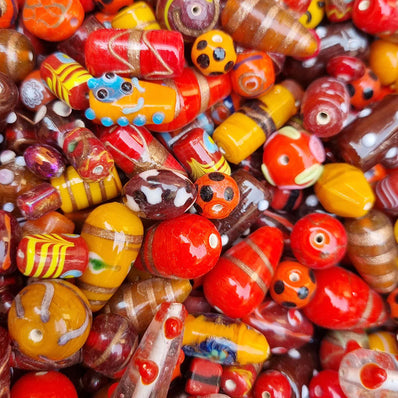 200 GRAMS PACK' RED TONE FANCY LAMPWORK BEAD MIX