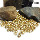 50 PIECES PACK' 4 MM APPROX SIZE, DOKRA BRASS SOLID ROUND SHAPE BEADS