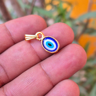 5 PIECES PACK' 8x15 MM APPROX GOLD POLISHED EVIL EYE CHARMS