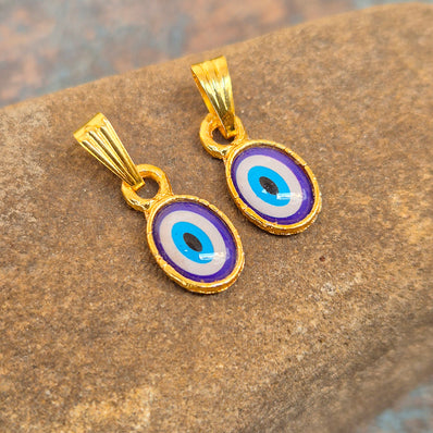 5 PIECES PACK' 8x15 MM APPROX GOLD POLISHED EVIL EYE CHARMS