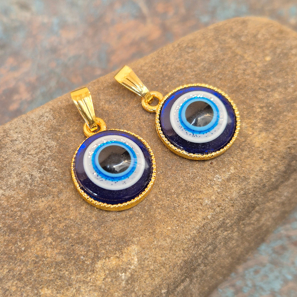 5 PIECES PACK' 15x20 MM APPROX GOLD POLISHED EVIL EYE CHARMS