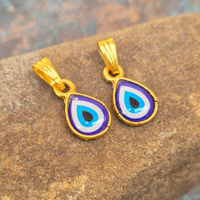 5 PIECES PACK' 10x16 MM APPROX GOLD POLISHED EVIL EYE CHARMS