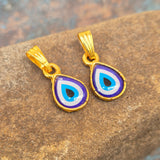 5 PIECES PACK' 10x16 MM APPROX GOLD POLISHED EVIL EYE CHARMS