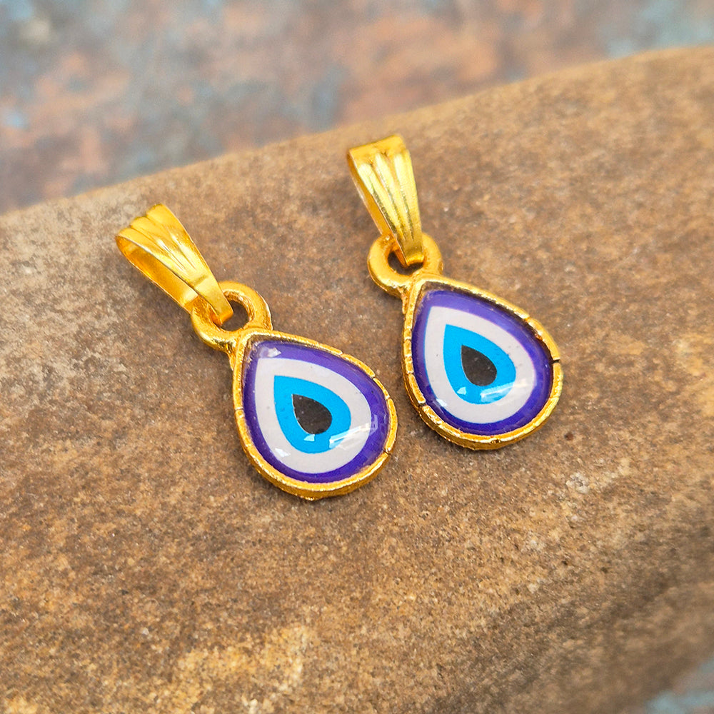 5 PIECES PACK' 10x16 MM APPROX GOLD POLISHED EVIL EYE CHARMS