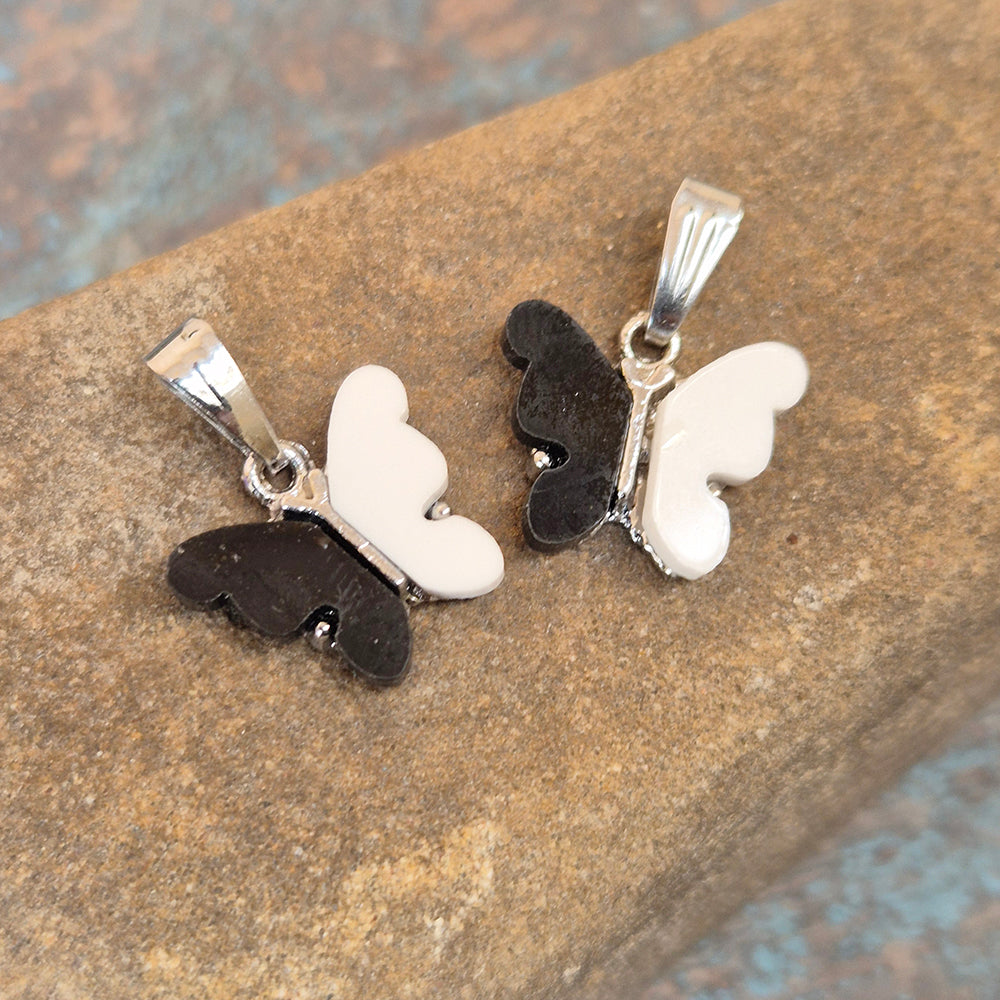 5 PIECES PACK' 14x16 MM APPROX SILVER POLISHED BUTTERFLY CHARMS