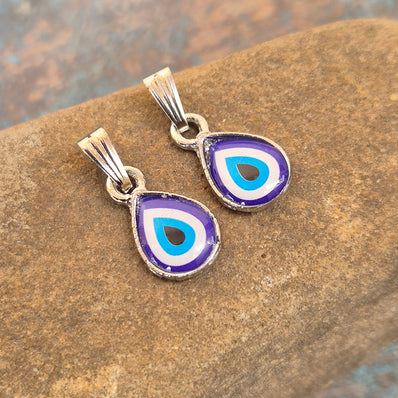 5 PIECES PACK' 10x17 MM APPROX SILVER POLISHED EVIL EYE BEADS