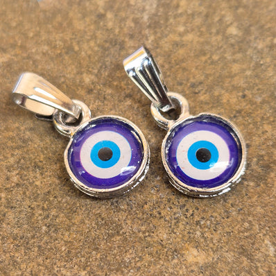 5 PIECES PACK' 10x15 MM APPROX SILVER POLISHED EVIL EYE BEADS