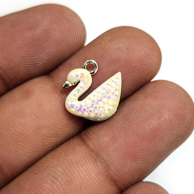 5 PIECES PACK' 13X14 MM' DUCK ENAMEL/RESIN CHARMS