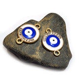 4 PIECES PACK' 13x19 MM' EVIL EYE' CZ ENAMEL CHARMS