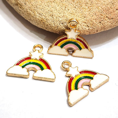 4 PIECES PACK' 17x19 MM' RAINBOW ENAMEL CHARMS
