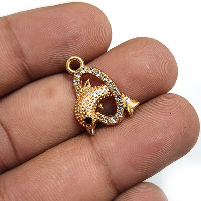 4 PIECES PACK' 13x19 MM' CZ DOLPHIN CHARMS