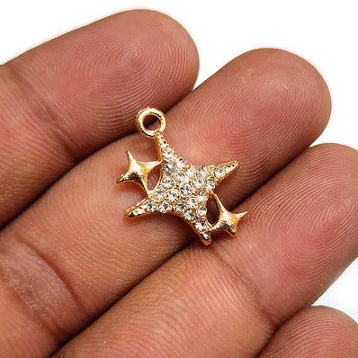 4 PIECES PACK' 17x20 MM CZ STAR CHARMS