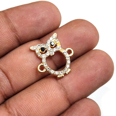 4 PIECES PACK' 20x18 MM CZ OWL CHARMS