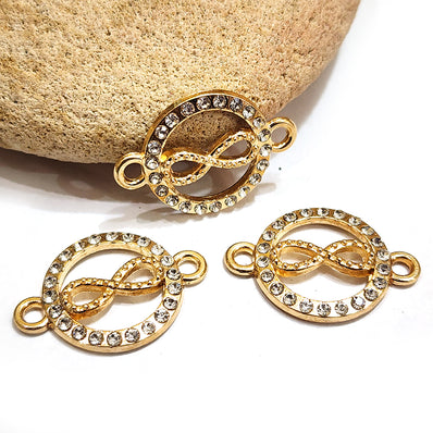 4 PIECES PACK' 16x23 MM CZ INFINITY CHARMS