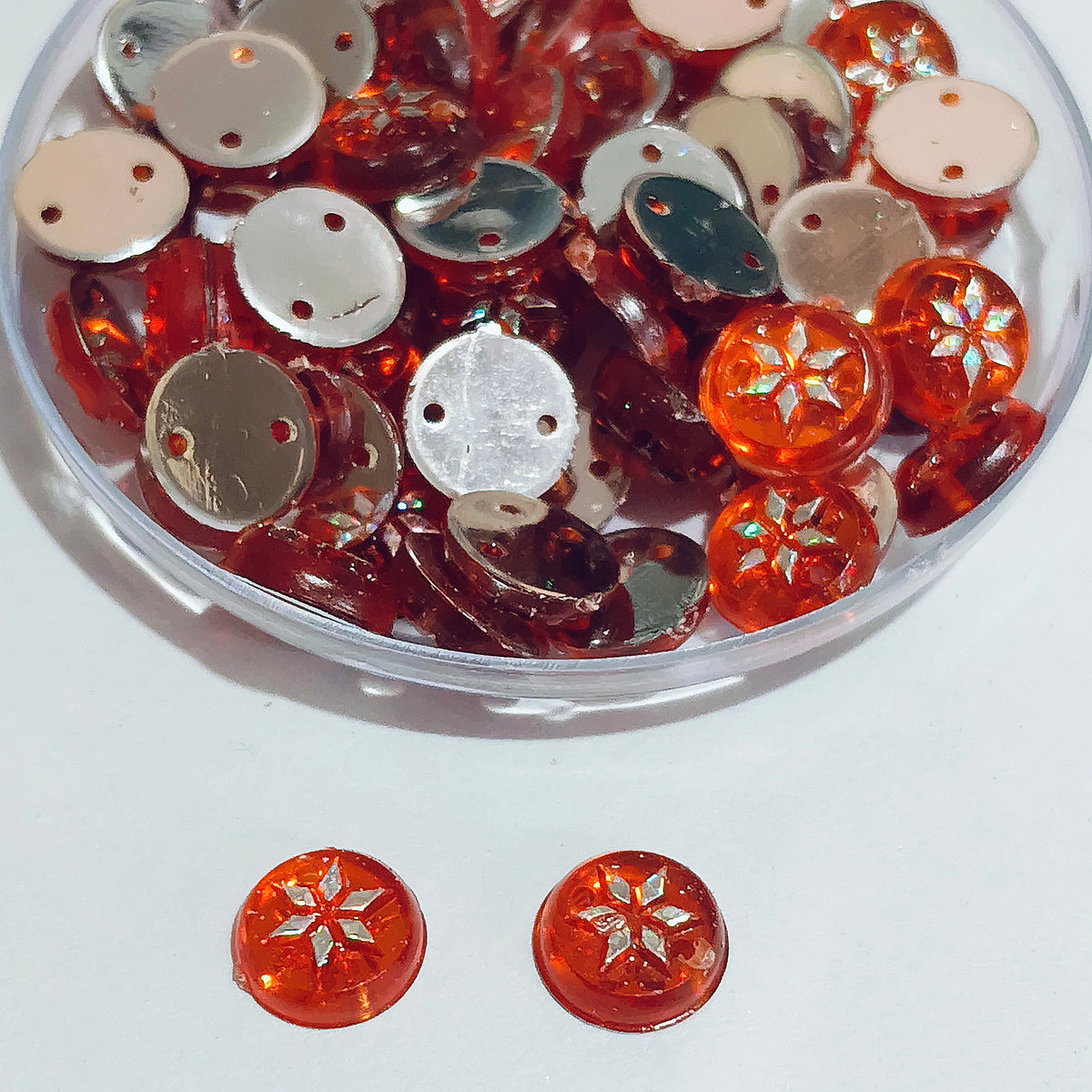 50 Gram Pack, 8mm Acrylic Rhinestone 2 Hole Sew On Stones