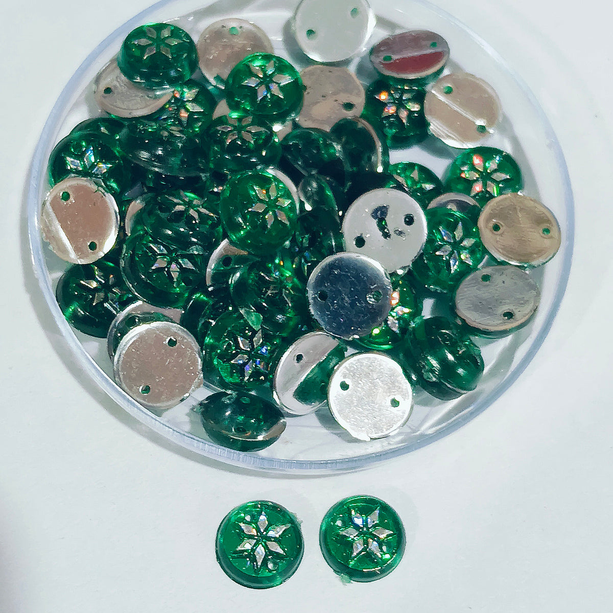 50 Gram Pack, 8mm Acrylic Rhinestone 2 Hole Sew On Stones