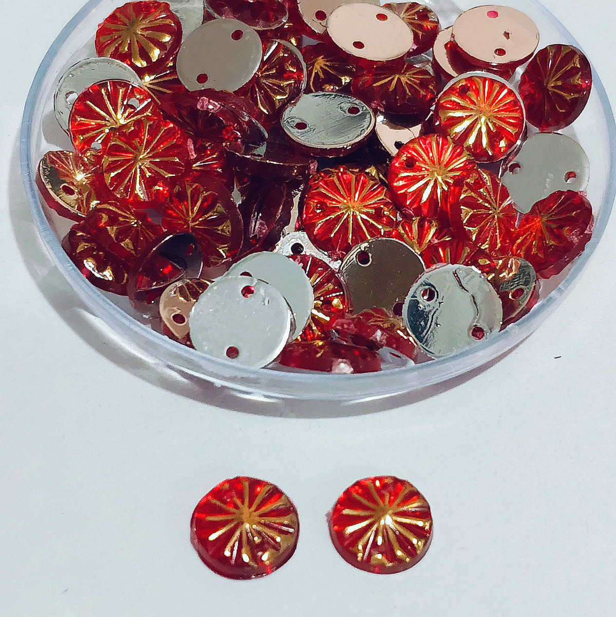 50 Gram Pack, 8mm Acrylic Rhinestone 2 Hole Sew On Stones