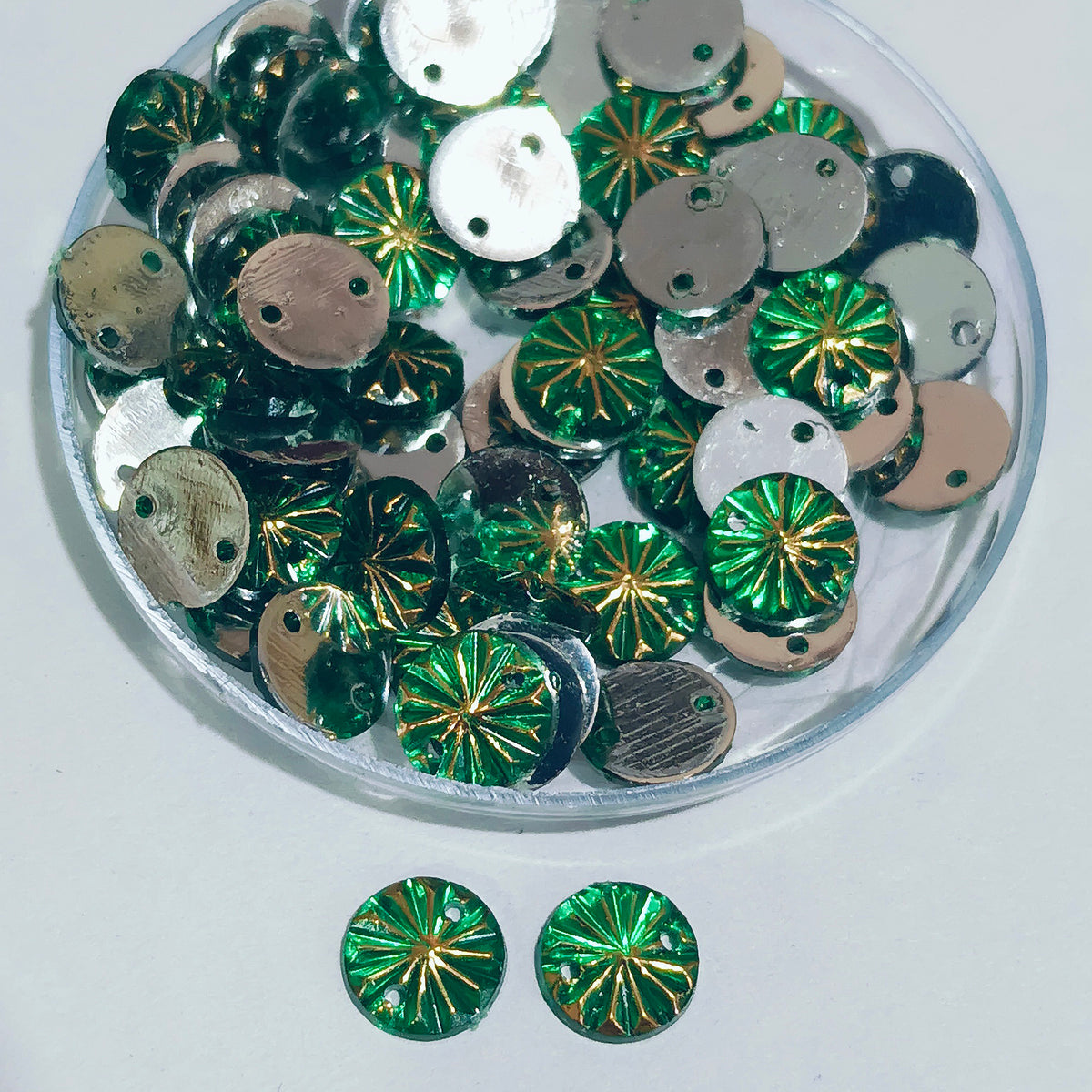 50 Gram Pack, 8mm Acrylic Rhinestone 2 Hole Sew On Stones
