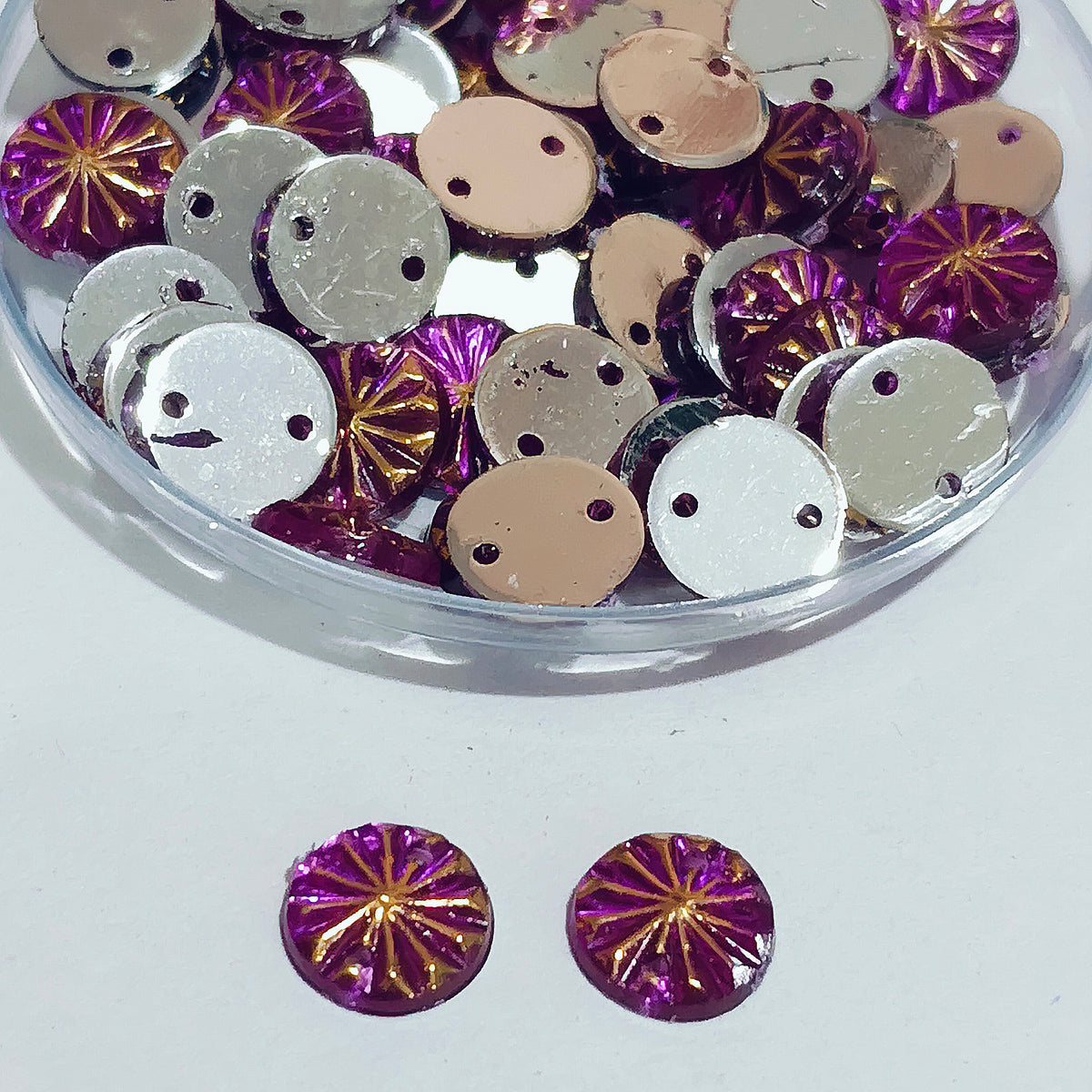 50 Gram Pack, 8mm Acrylic Rhinestone 2 Hole Sew On Stones