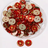 50grams Pack, 8mm Acrylic Rhinestone 2 Hole Sew On Stones Blue Gold Design