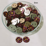 50grams Pack, 8mm Acrylic Rhinestone 2 Hole Sew On Stones Blue Gold Design