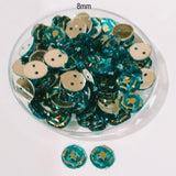 50grams Pack, 8mm Acrylic Rhinestone 2 Hole Sew On Stones Blue Gold Design