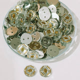 50grams Pack, 8mm Acrylic Rhinestone 2 Hole Sew On Stones Blue Gold Design
