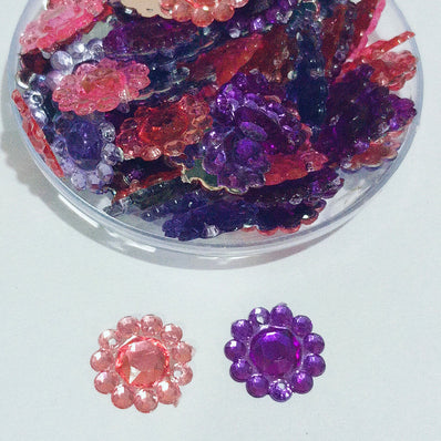 50grams pack, 10mm Acrylic Rhinestone 2 Hole Sew On Stones  Flower Design